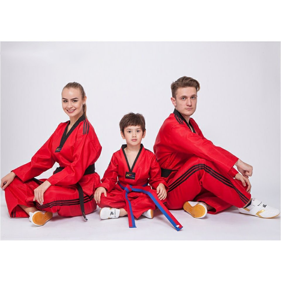 Võ phục Taekwondo Special Color Đen - Xanh - Đỏ vải kim cương ô vuông siêu ngầu