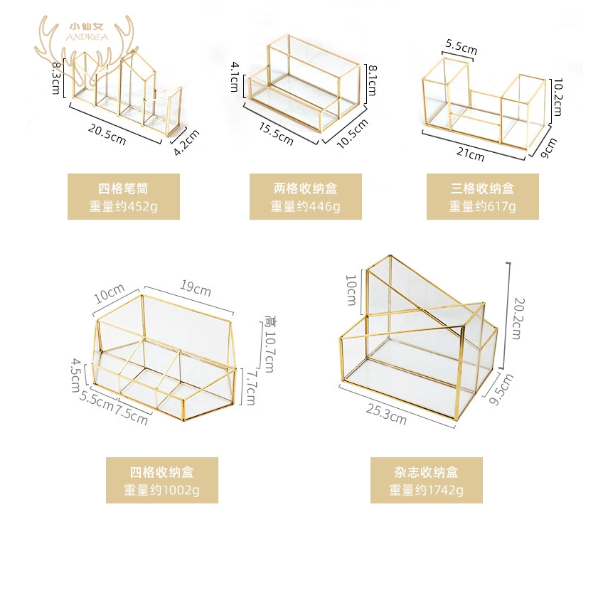 Miễn phí vận chuyển Bắc Âu ins ánh sáng kính sang trọng bàn thu ngăn kéo hộp văn phòng phẩm kết thúc thời hạn sử dụng hộp nước son môi