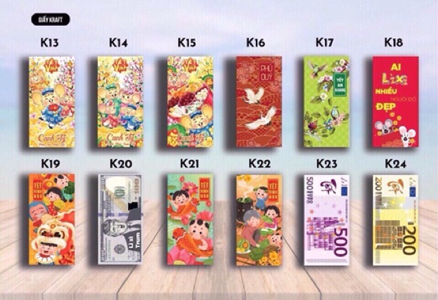 (Sấp 10c) Bao lì xì đỏ màu ngẫu nhiên