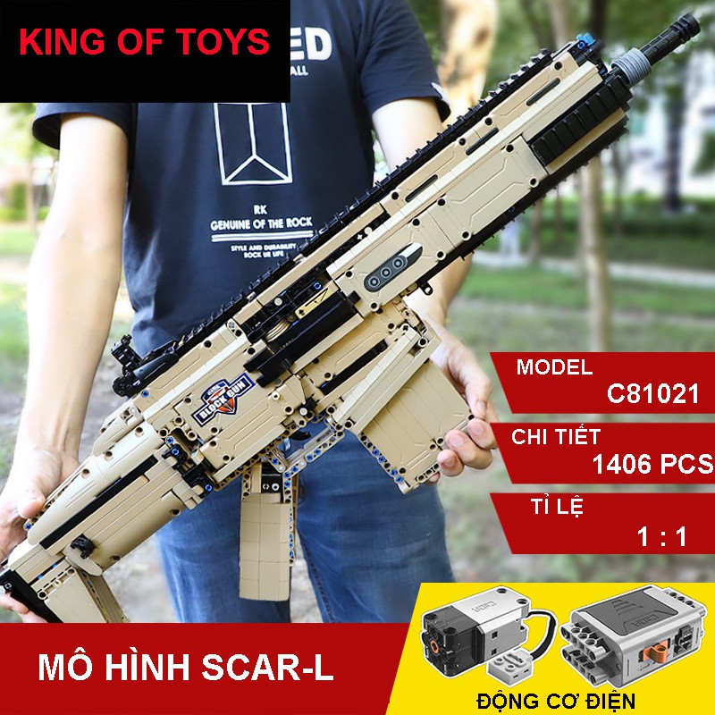 Đồ Chơi Lắp Ráp Kiểu Lego Mô Hình Súng PUBG SCAR-L 1406 Mảnh Ghép - Chế Độ Bắn Liên Thanh Chạy Bằng Động Cơ Pin Sạc