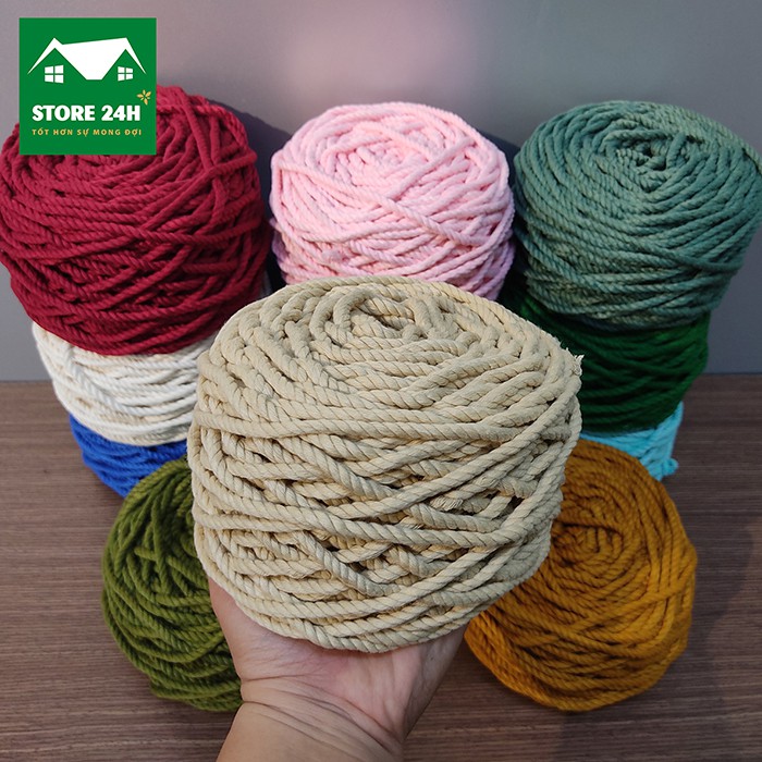 Mành treo tường macrame nghê thuật chất liệu sợi cotton xoắn, trang trí phòng ngủ, phòng khách, quán cafe I Store 24h