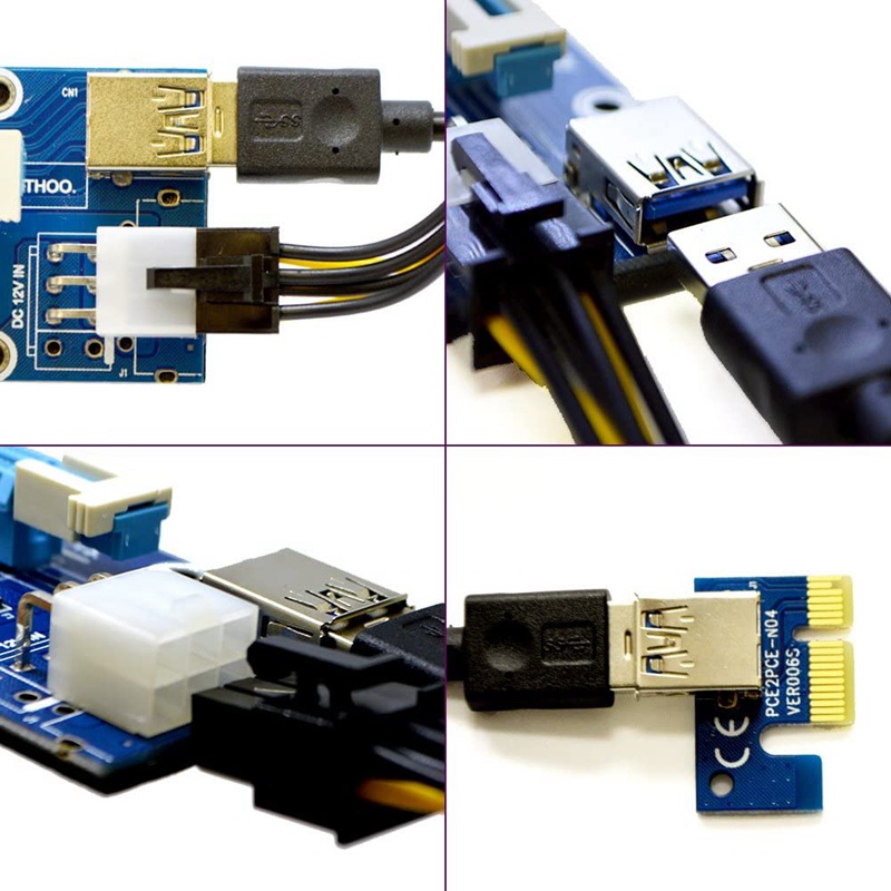 Set 4 Card Chuyển Đổi Pci-E 6-pin 16x Sang 1x 60cm Usb 3.0 & 6-pin Pci-E Sang Sata | BigBuy360 - bigbuy360.vn