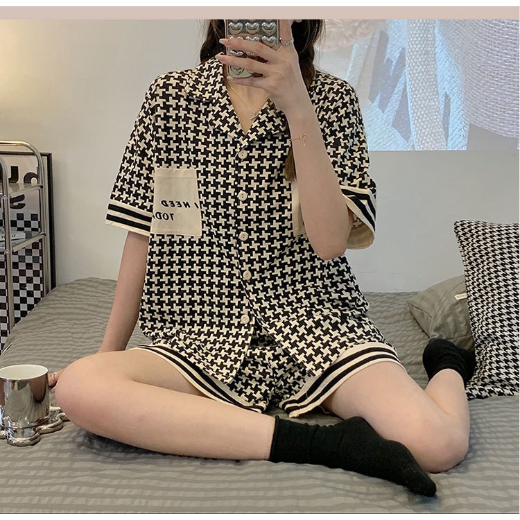 PIJAMA Ngắn Tay Mặc Nhà Set Bộ 3 Chi Tiết SAQ299
