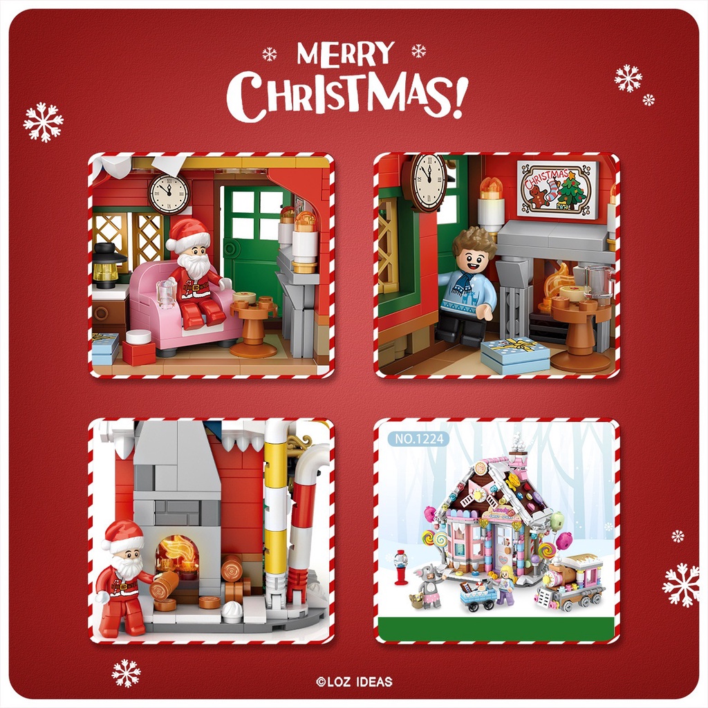Bộ mô hình lắp ráp LOZ khối xây dựng đồ chơi mô hình nhà Giáng sinh Christmas house
