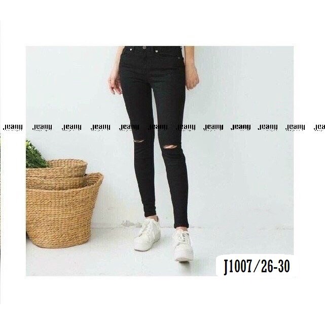 Quần Jean Nữ Skinny - Quần Bò Ôm Lưng Cao Màu Đen J1007 - Jeany