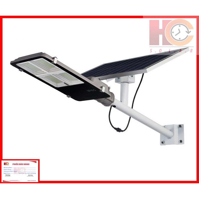Đèn Led pha năng lượng mặt trời bàn chải HC SOLAR LIGHT 200W –  4 khoang, Vỏ nhôm, Tấm pin NLMT rời, Ánh sáng trắng