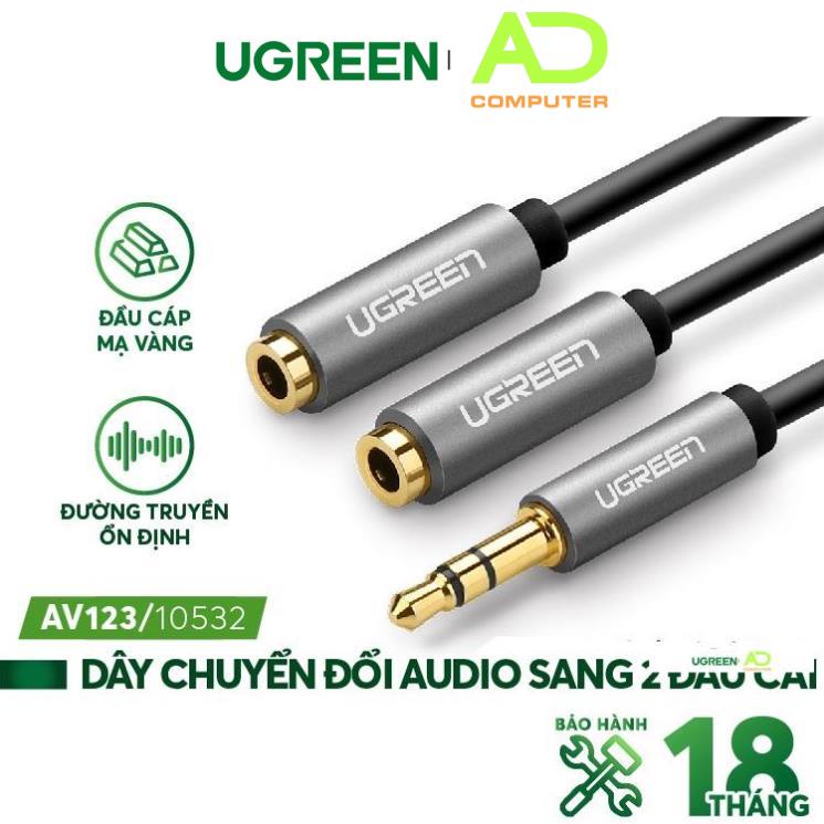 Dây cáp Audio 3.5mm chia 2 tai nghe, đầu nhôm UGREEN AV123 AV191