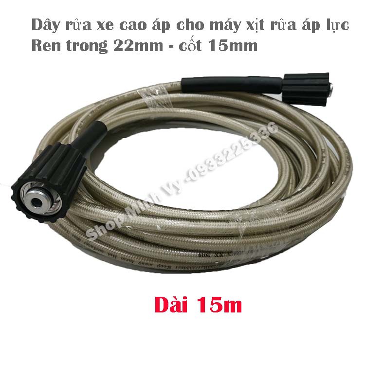 Dây cao áp máy rửa xe 15m- ren trong 22mm