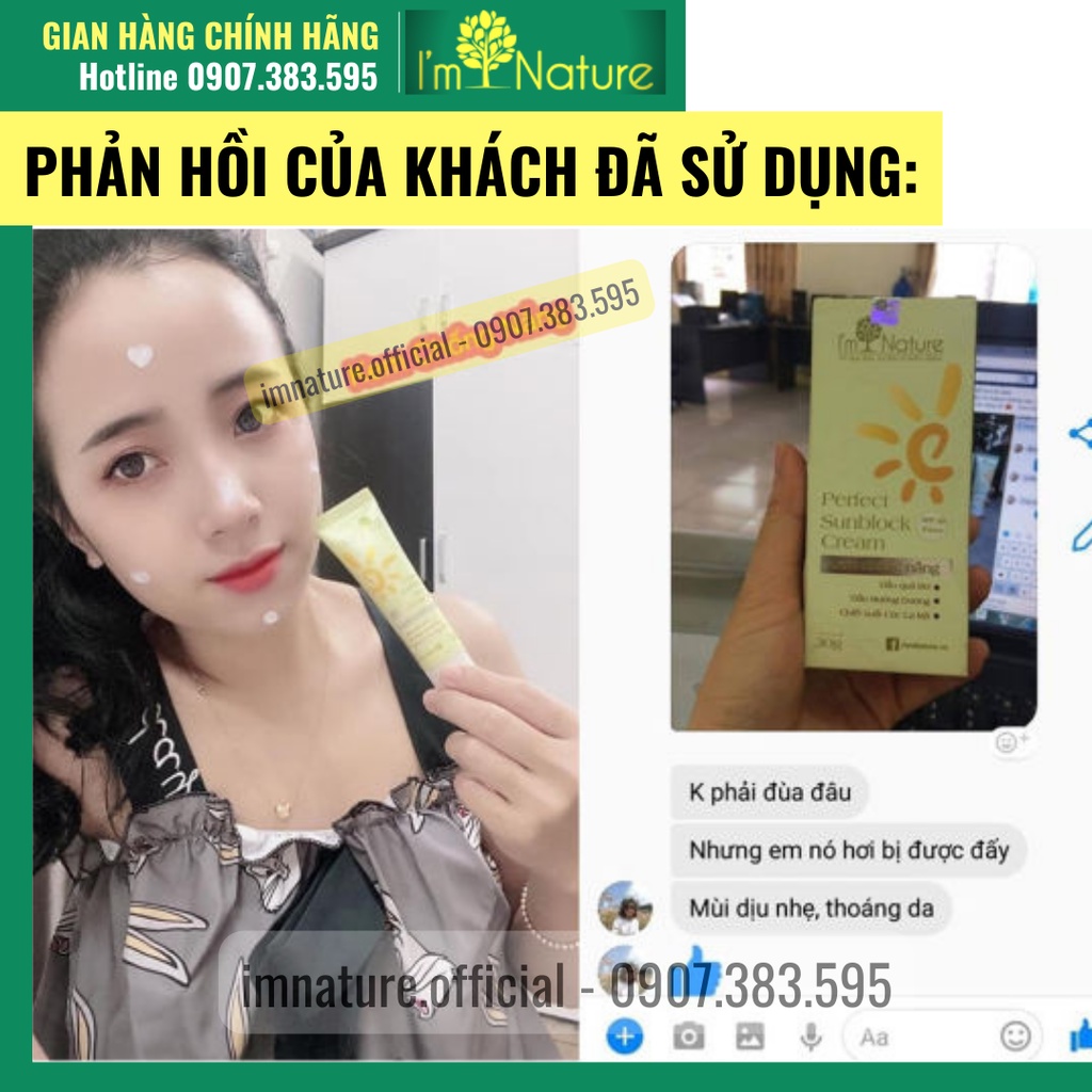 (+Quà) Kem Chống Nắng I'm Nature SPF50/PA+++ Perfect Sunblock Cream 30gr