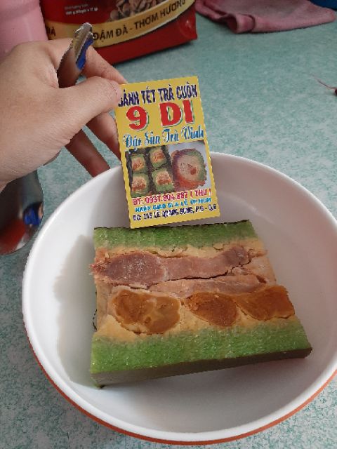 BÁNH TÉT TRÀ CUÔN, ĐẶC SẢN TRÀ VINH XANH,BA MÀU(1.1KG-1.2KG)1ĐÒN(ĐẶC BIỆT)