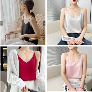 Áo 2 dây nữ vải lụa Satin mềm mại- nhiều màu