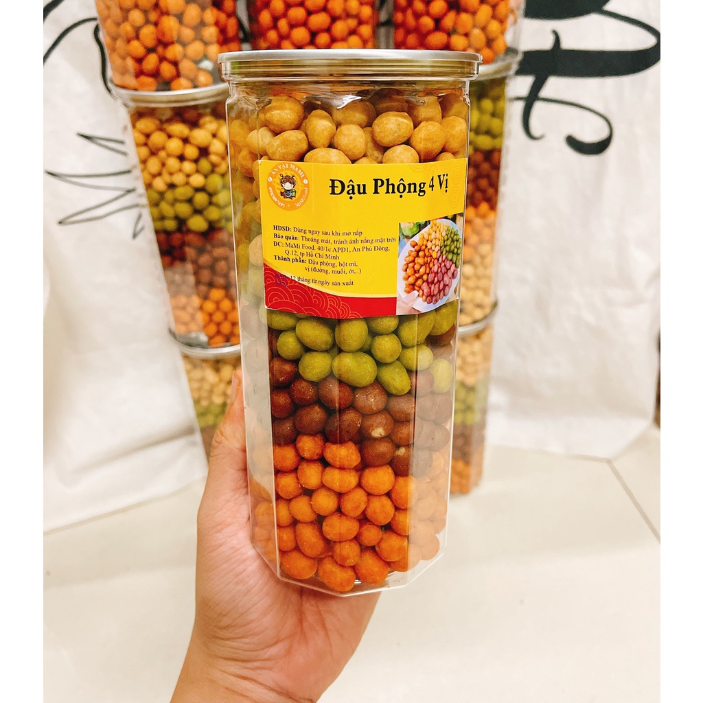 Đậu phộng da cá Mix 4 vị thơm giòn, lon pet 550g, MamiFood