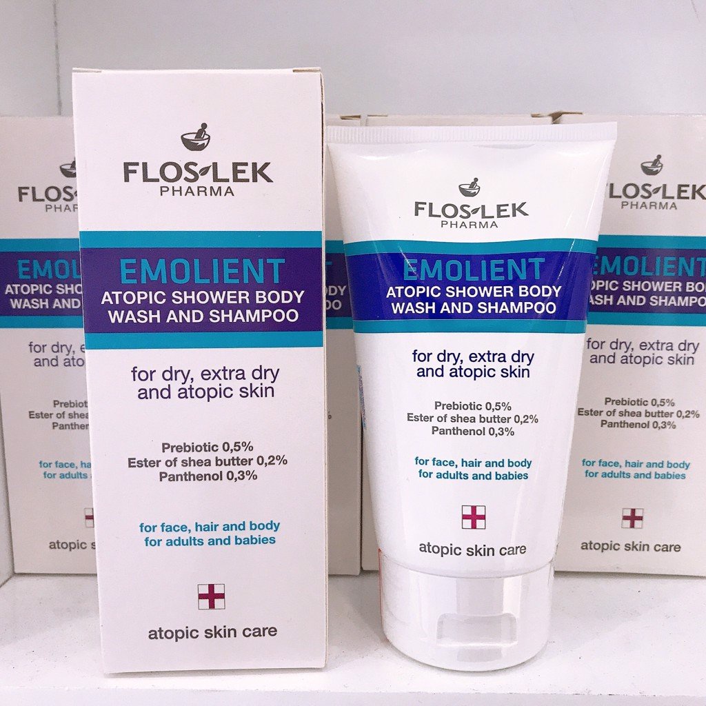 Dầu gội và sữa tắm FLOSLEK 150ml  dành cho viêm da cơ địa dùng được cho người lớn và trẻ em từ 1 tháng tuổi