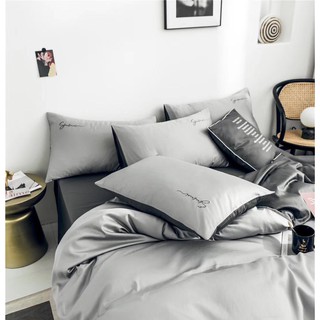 Sét chăn ga lụa Tencel Sumoi xám phối màu