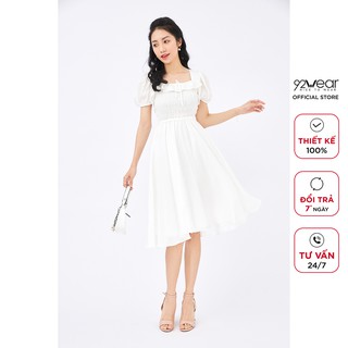 Đầm thiết kế 92WEAR váy xòe nhún thân trên, dự tiệc, công sở thanh lịch DEW1024