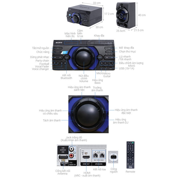 [MIỄN PHÍ LẮP ĐẶT - VẬN CHUYỂN] Dàn âm thanh Sony 2.0 MHC-M40D 120W