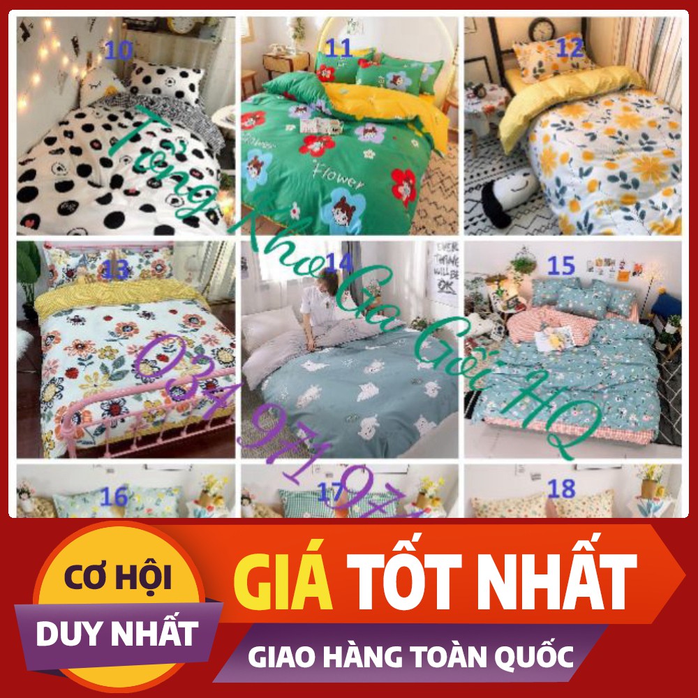 Bộ Chăn Ga Gối Cotton poly Nhập khẩu Hàn Quốc( chat chọn mẫu)