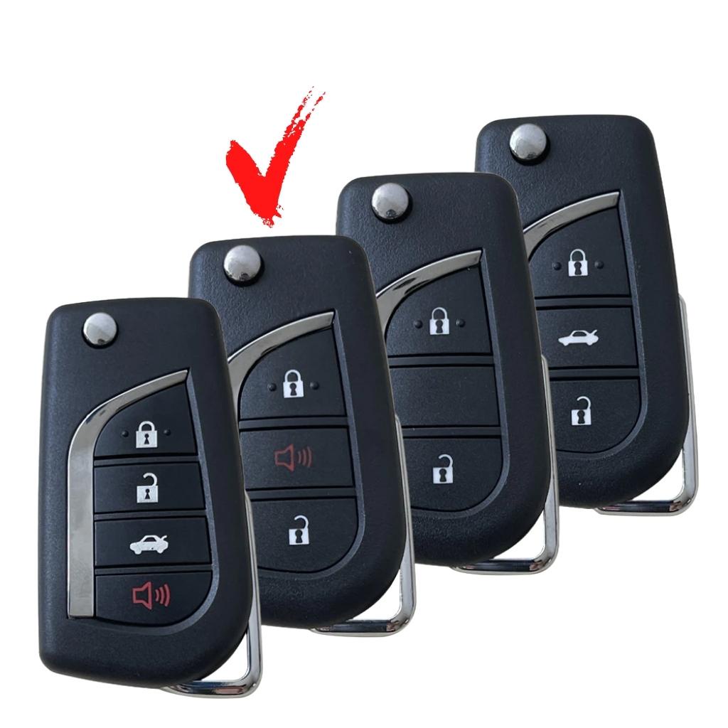 Bao da móc khoá bọc ốp chìa khóa xe ô tô Toyota Fortuner, Hilux, Innova chìa gập cắm ổ, da bò, nhiều màu To6B