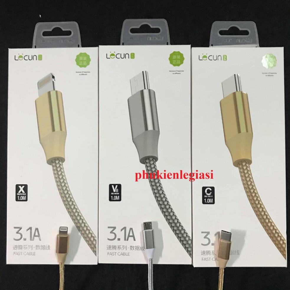 (Loại tốt)Cáp sạc dây dù C Lecun GS10 (FTL20)  BỌC DÙ Micro usb Type C Lightning Iphone - Thanh Phúc Mobile