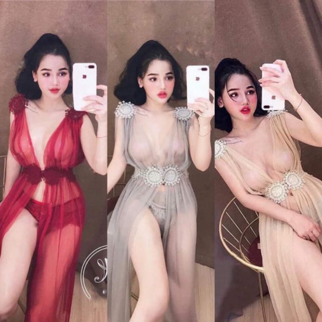 Váy ngủ đầm ngủ ren dáng dài trong suốt cosplay nữ thần