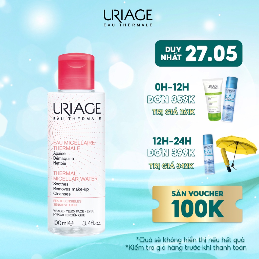 [Date 11.2022] Tẩy trang dưỡng khoáng PS cho da nhạy cảm URIAGE EAU MICELLAIRE THERMALE PS 100ml