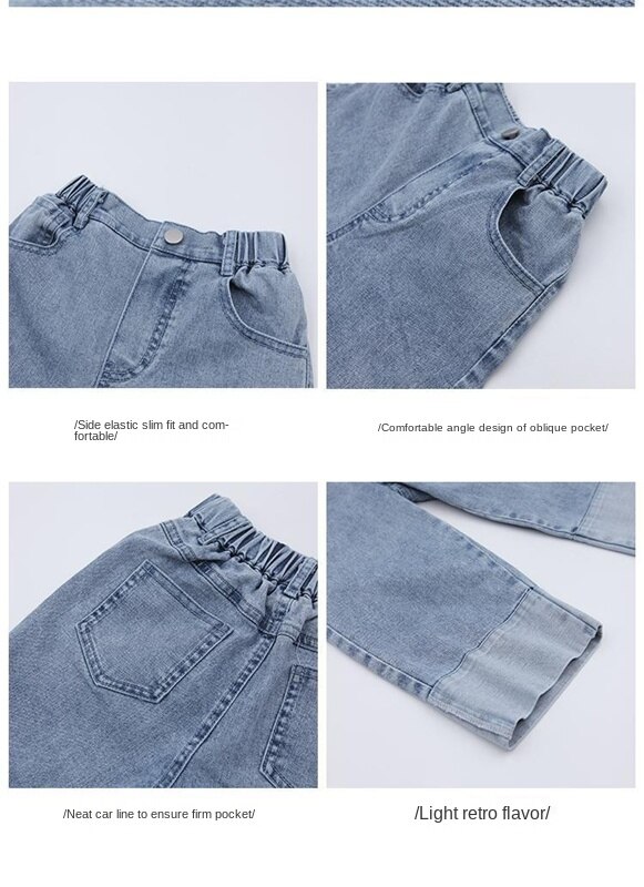 Quần Jeans Ống Rộng Phong Cách Hàn Quốc Cho Bé Gái