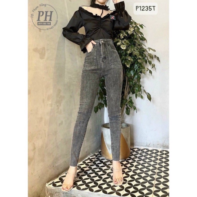 [ XẢ SỐC] Quần jeans ôm body lưng siêu cao TÚI DÀI