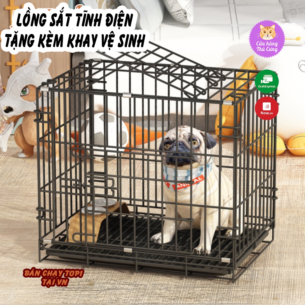 Chuồng Chó Mèo Lồng Chó Mèo Sơn Tĩnh Điện Tặng Kèm Khay Vệ Sinh - Pet Cưng