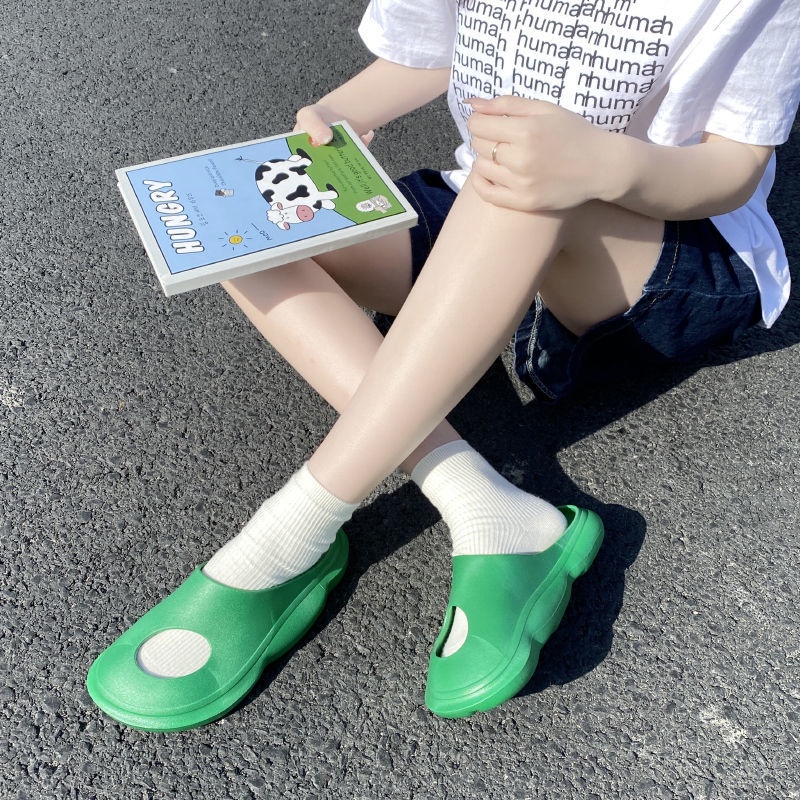 Dép Đế Dày Đục Lỗ Họa Tiết Trái Dừa Dễ Thương Cho Nữ