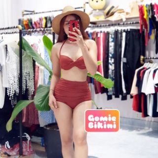 [ẢNH TỰ CHỤP] Đồ bơi bikini nữ 2 mảnh cam đất