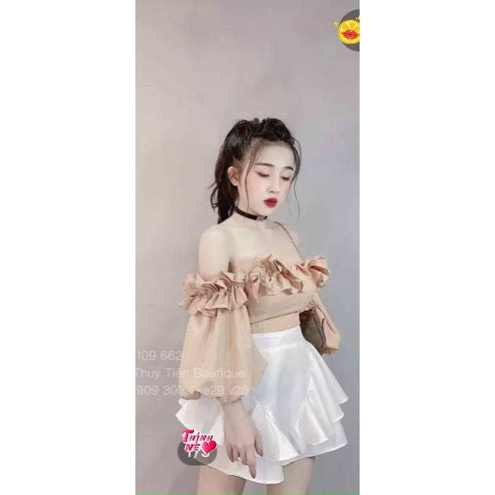 Áo bẹt vai phối bèo trẻ trung phong cách TTSLA0355