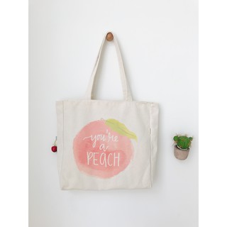 [Hình chụp thật] Túi Tote Túi Vải Leo Canvas You're Peach