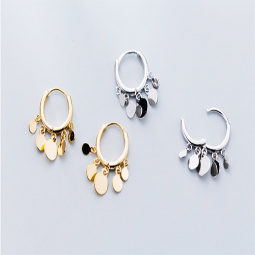 Bông tai bạc nữ s925 vòng tròn dạng khóa gập tua rua thời trang G1747 - AROCH Jewelry