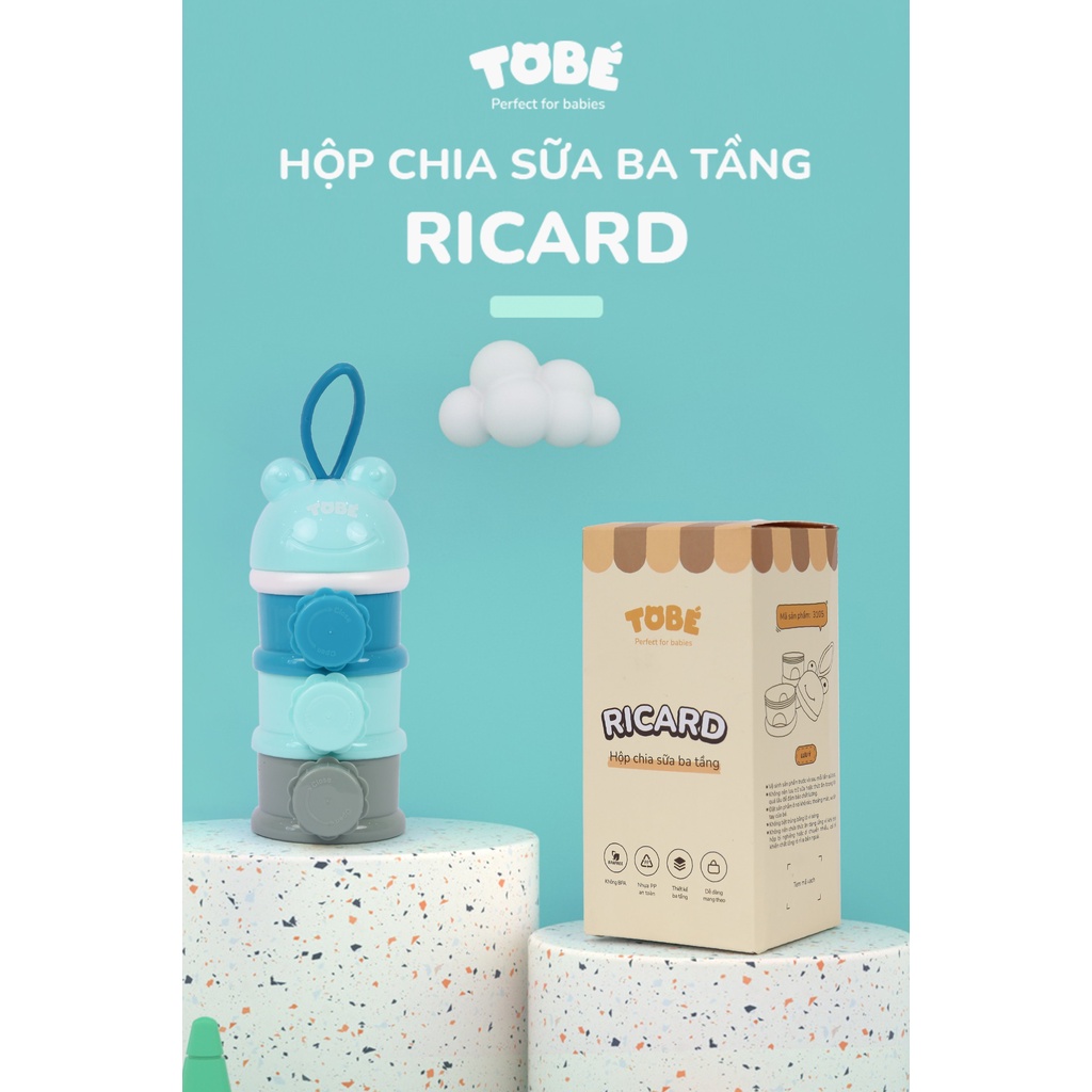 Hộp chia sữa ba tầng ToBé Ricard chính hãng tiện lợi cho mẹ, an toàn cho bé