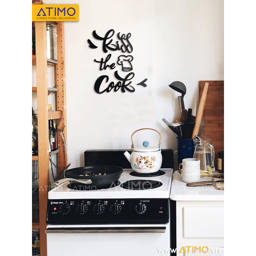 Chữ Gỗ, Mica nổi Trang Trí treo tường KISS THE COOK trang trí trong nhà, quán cafe, văn phòng, dễ dàng dán