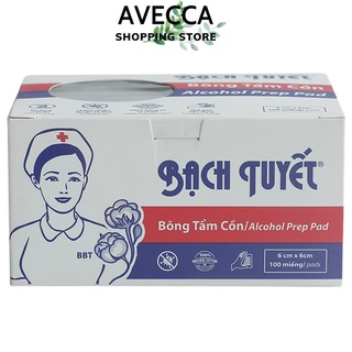 Bông Tẩm Cồn Bông Bạch Tuyết (Hộp 100 miếng)
