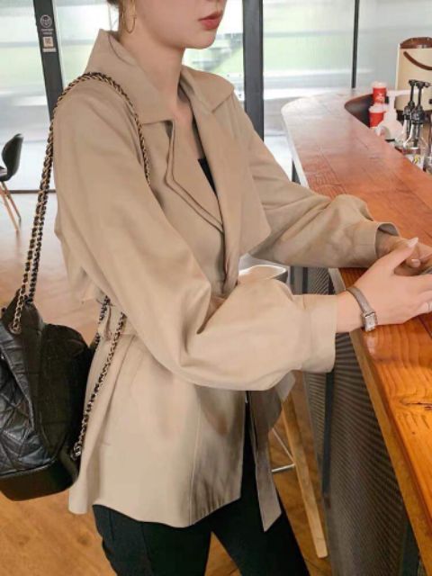 [HÀNG SẴN QUẢNG CHÂU] Áo blazer dáng ngắn áo khoác kèm đai măng tô dáng ngắn chanh xả xịn sò sang trọng | BigBuy360 - bigbuy360.vn