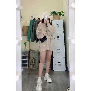 Áo len thừng cổ V form rộng