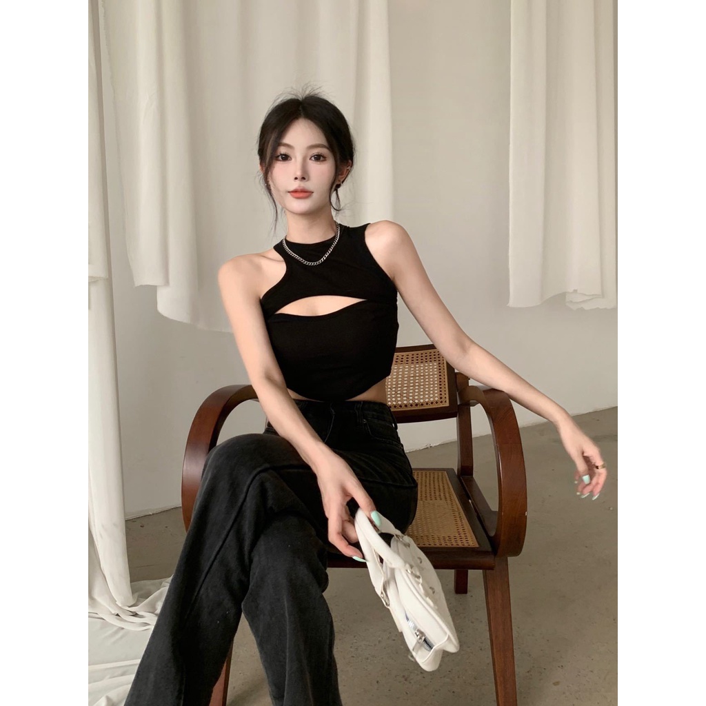 Áo Bra Nữ Cotton Gân Tăm Kiểu Khoét Ngực Có Đệm Mút Siêu Quyến Rũ E2