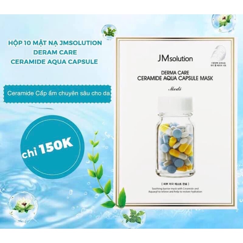 Hộp 10 miếng JM Solution Derma Care Ceramide Aqua Capsule Mask Medi