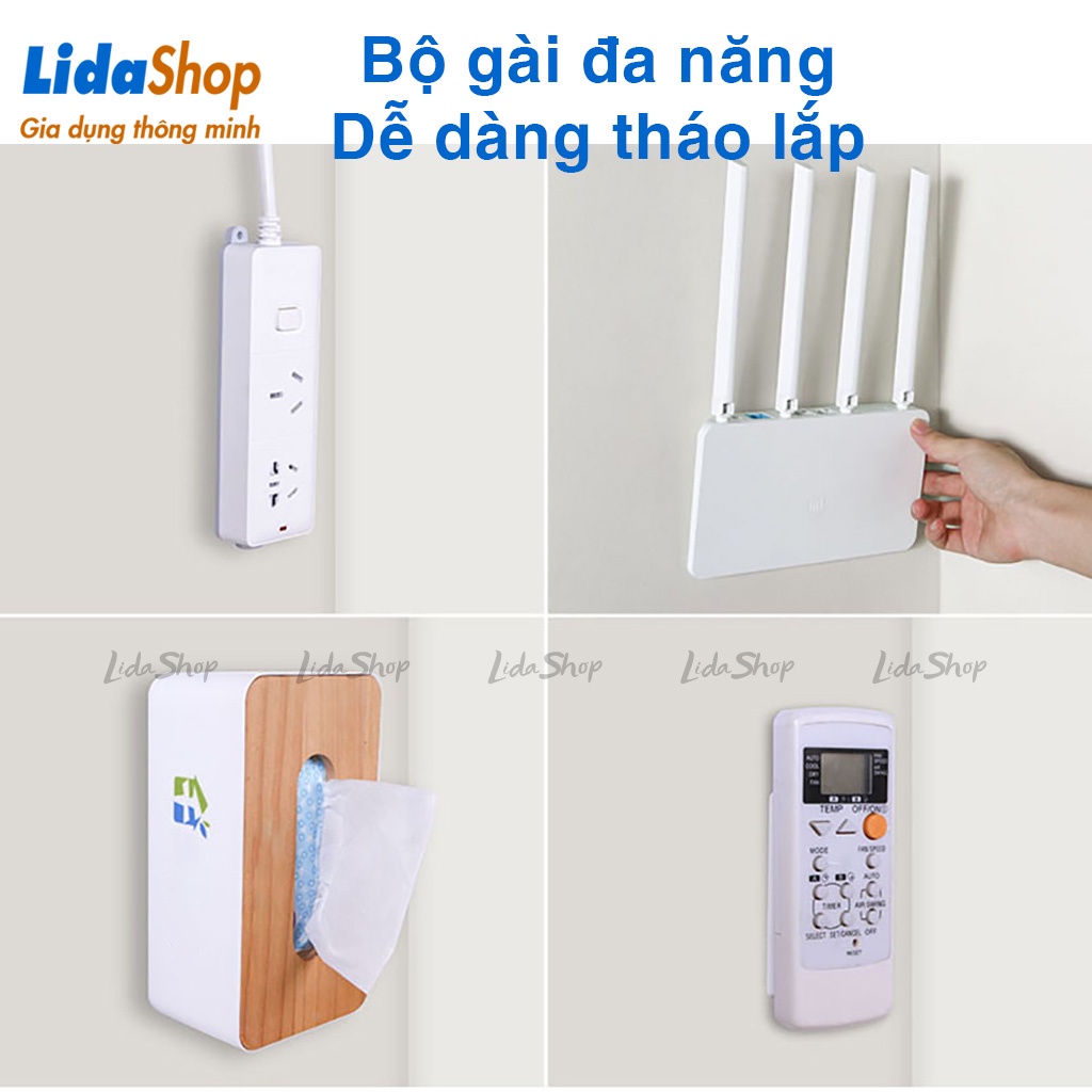 Bộ móc dán tường treo cố định ổ điện cục phát wifi , bộ miếng ghép dán tường treo tranh ảnh gương đồ dùng tiện lợi