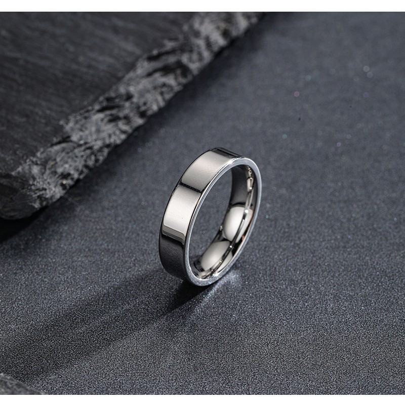 Nhẫn Nam Nữ Unisex Trơn Basic Plain Ring Kuu Studio Màu Bạc Đẹp Cao Cấp - Nhẫn Cá Tính Titan Không Gỉ - Plain Ring To