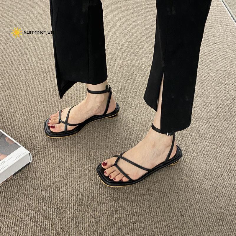Giày Sandal Đế Thấp Phong Cách Pháp Thời Trang Mùa Hè Hàng Mới 2022