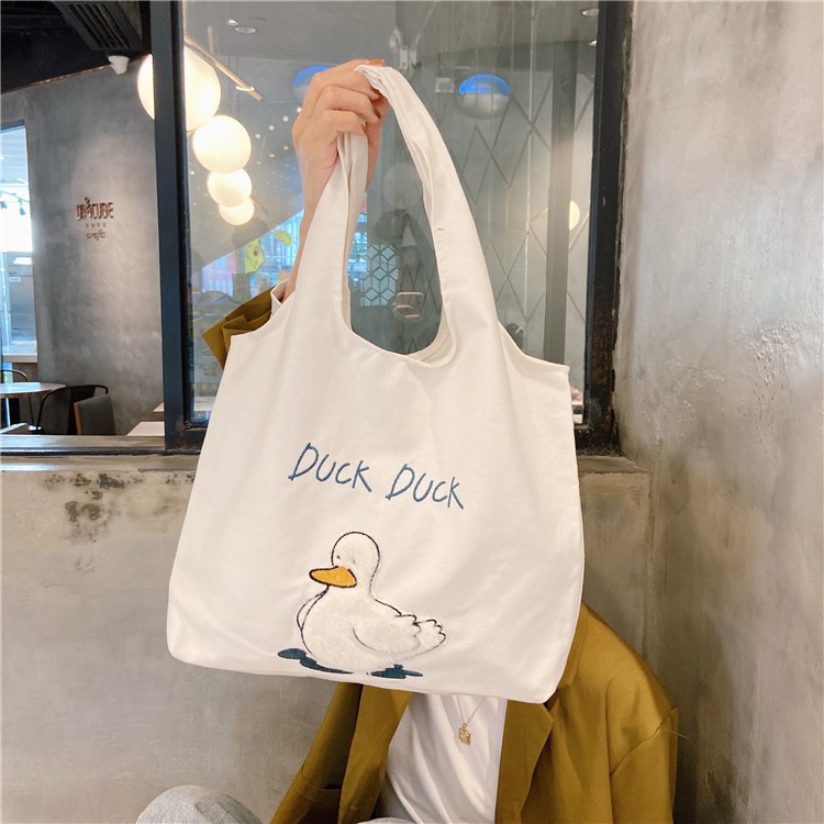 [CỰC XINH] Túi Vải Tote Thời Trang Chất Canvas Xịn Siêu Dày Dặn Họa Tiết Vịt Duck Duck