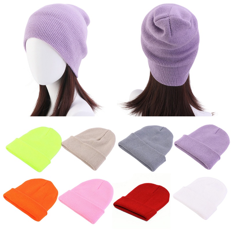 Mũ Beanie Dệt Kim Màu Sắc Neon Phong Cách Hip Hop Thời Trang Mùa Đông Cho Nam Và Nữ