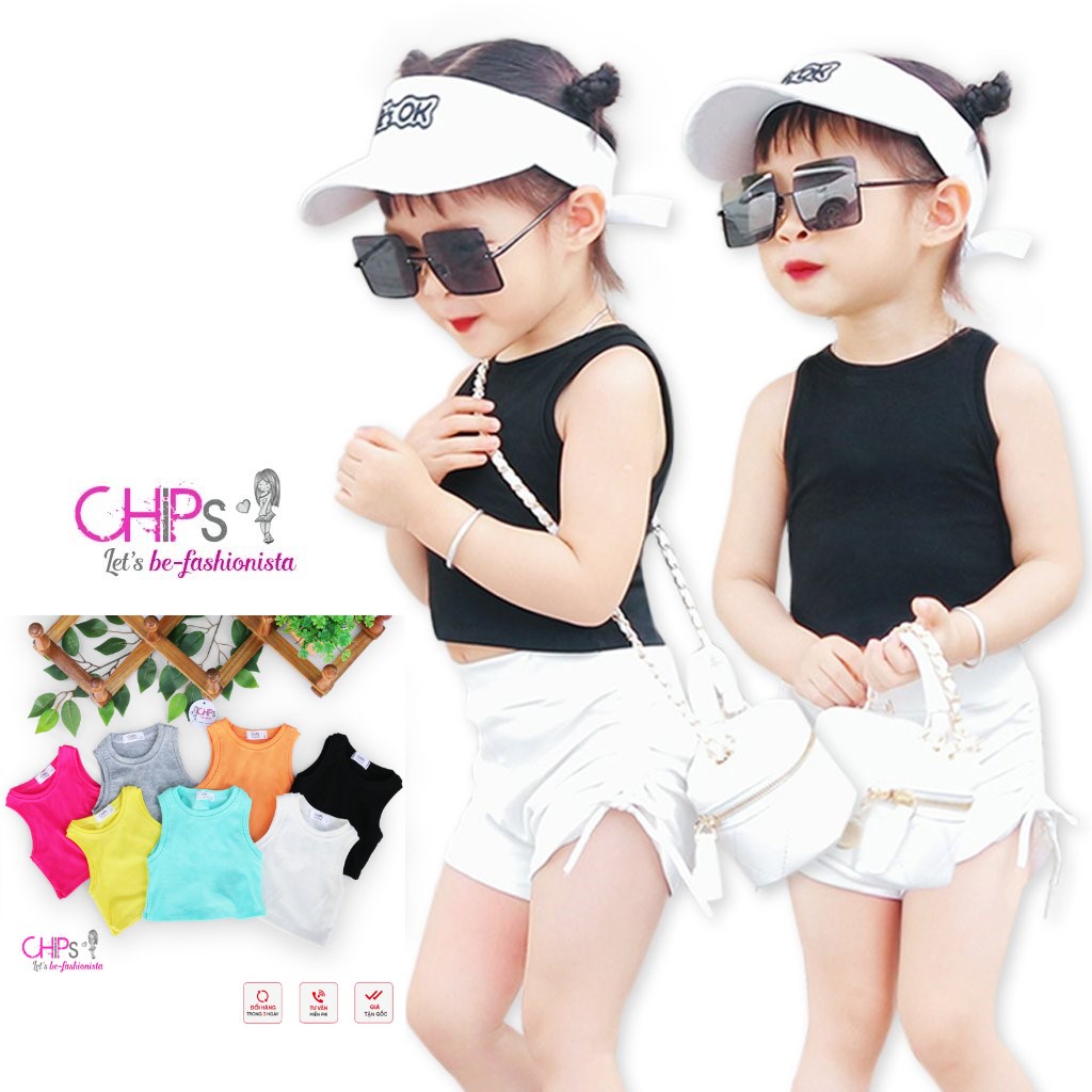 Áo Croptop Sát Nách Ôm Body Cho Bé Gái Màu Sắc Cực Yêu