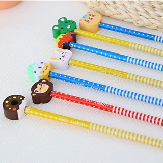Bút viết chì gỗ có đầu gôm tẩy hình thú ngộ nghĩnh đáng yêu