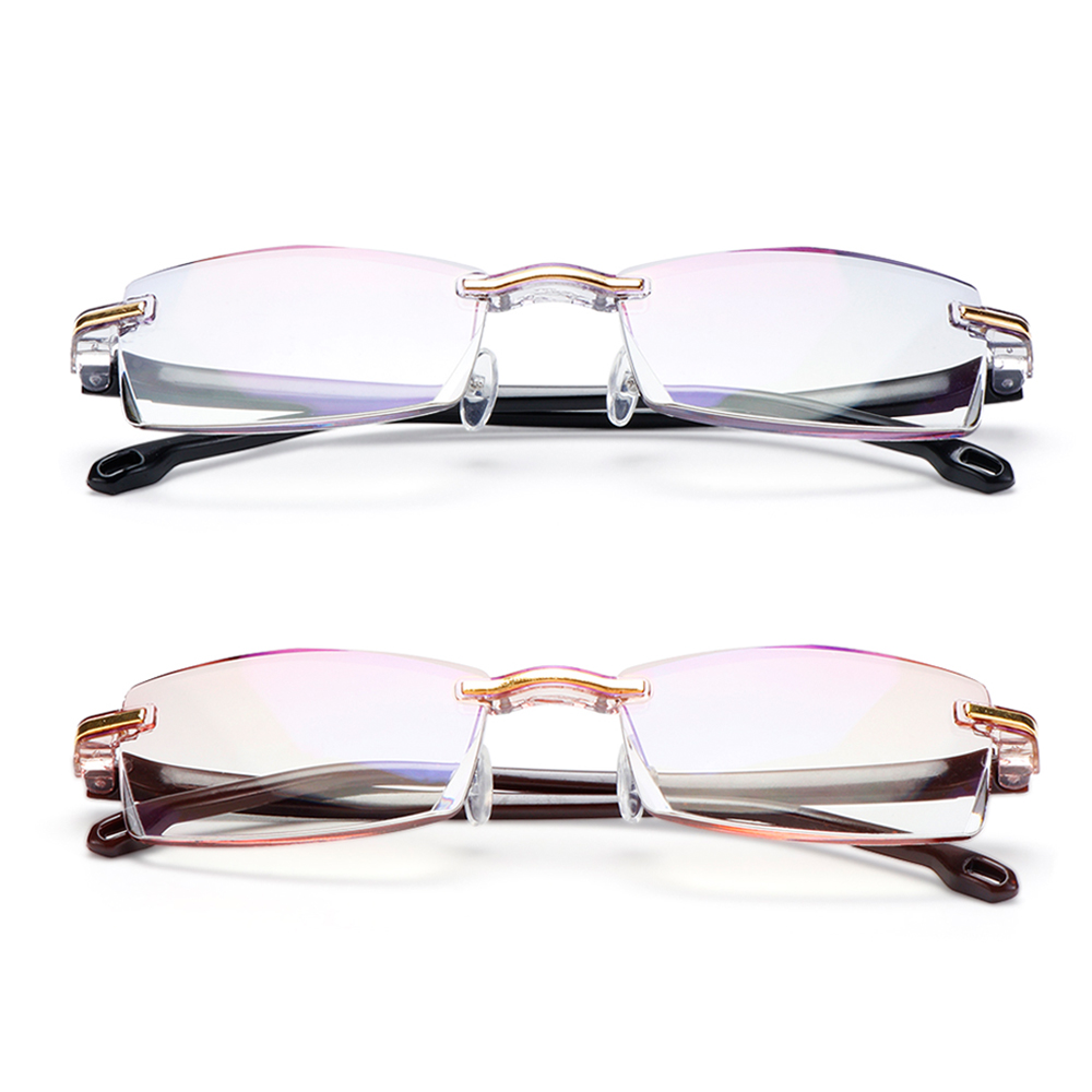 YVETTE Rimless Ultralight Computer Gaming Goggles Diamond-cut Readers Eyewear Reading Glasses