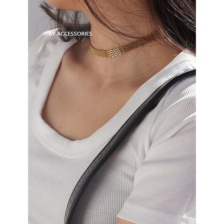 Choker titan lưới đan dày không gỉ C06
