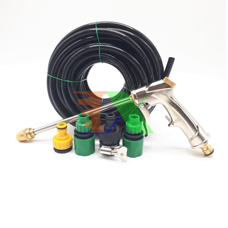 Bộ vòi xịt nước tưới cây, rửa xe cao áp kim loại đồng VOI-17 + 10m dây 8/11